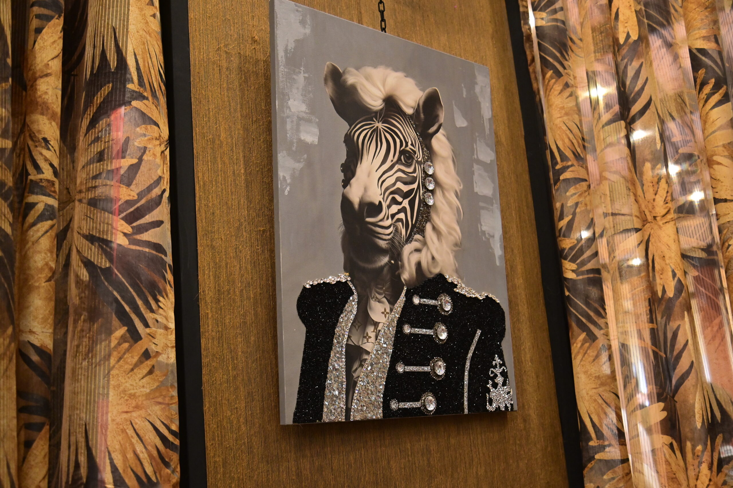 Zebra portrait in period dress inside the booth