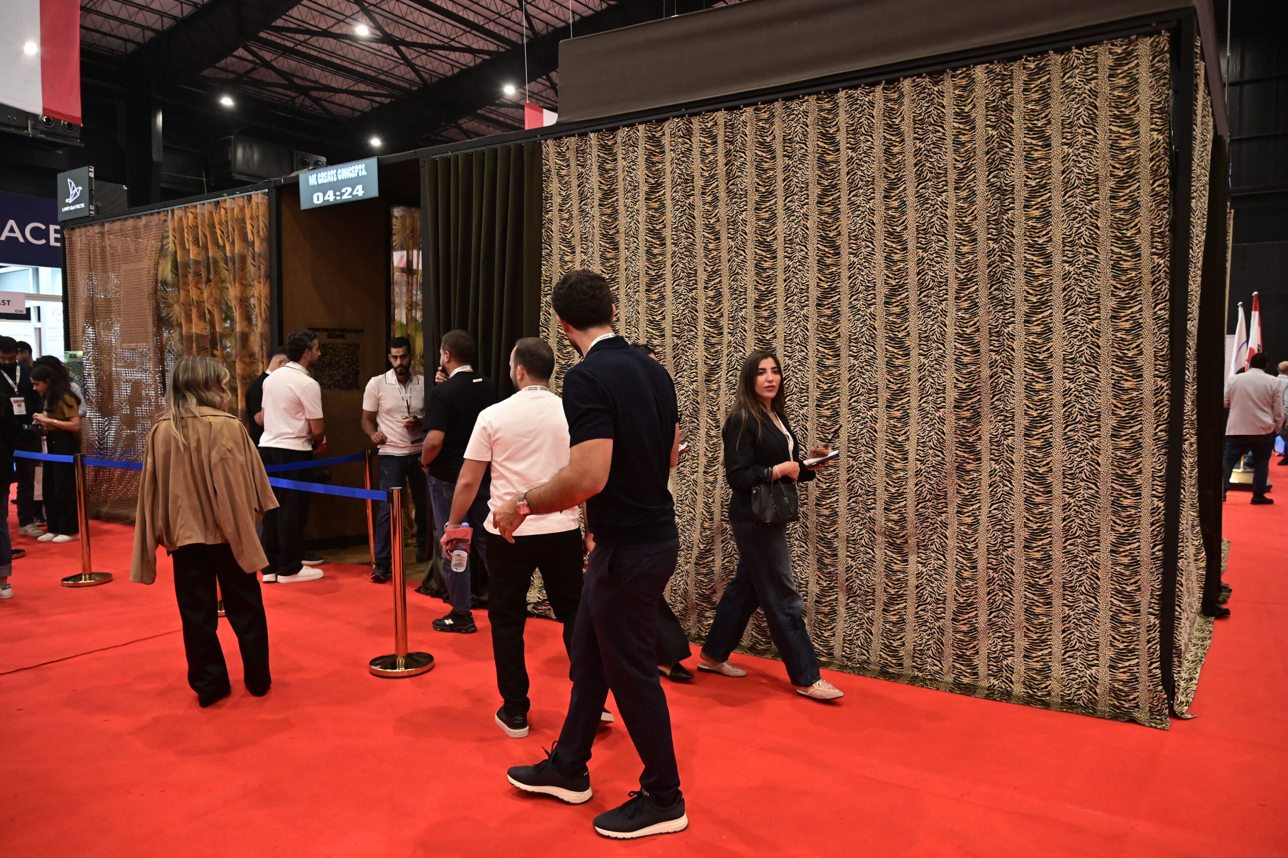 Tiger-print wall of the L'Art-qui-tecte booth